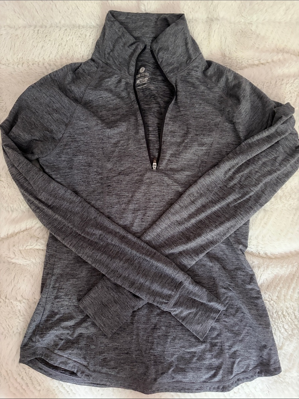 Old Navy Heathered Charcoal Quarter-Zip Pullover